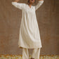 trueBrowns Ivory Gold Cotton Flared Kurta Set | Swadesiicart
