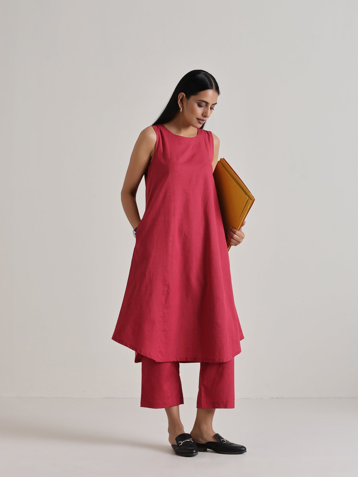 trueBrowns Honey Red Panelled Co-ord Set - Swadesiicart