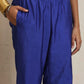 trueBrowns Blue Silk High Slit Kurta Set | Swadesiicart
