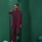 trueBrowns Men's Purple Dobby Co-ord Set - Swadesiicart