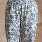 trueBrowns White With Overall Blue Print Cotton Angrakha Kurta Pant Set | Swadesiicart
