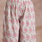 trueBrowns Pink Green Buta On White Block Print Cotton High-Low Co-Ord Set - Swadesiicart