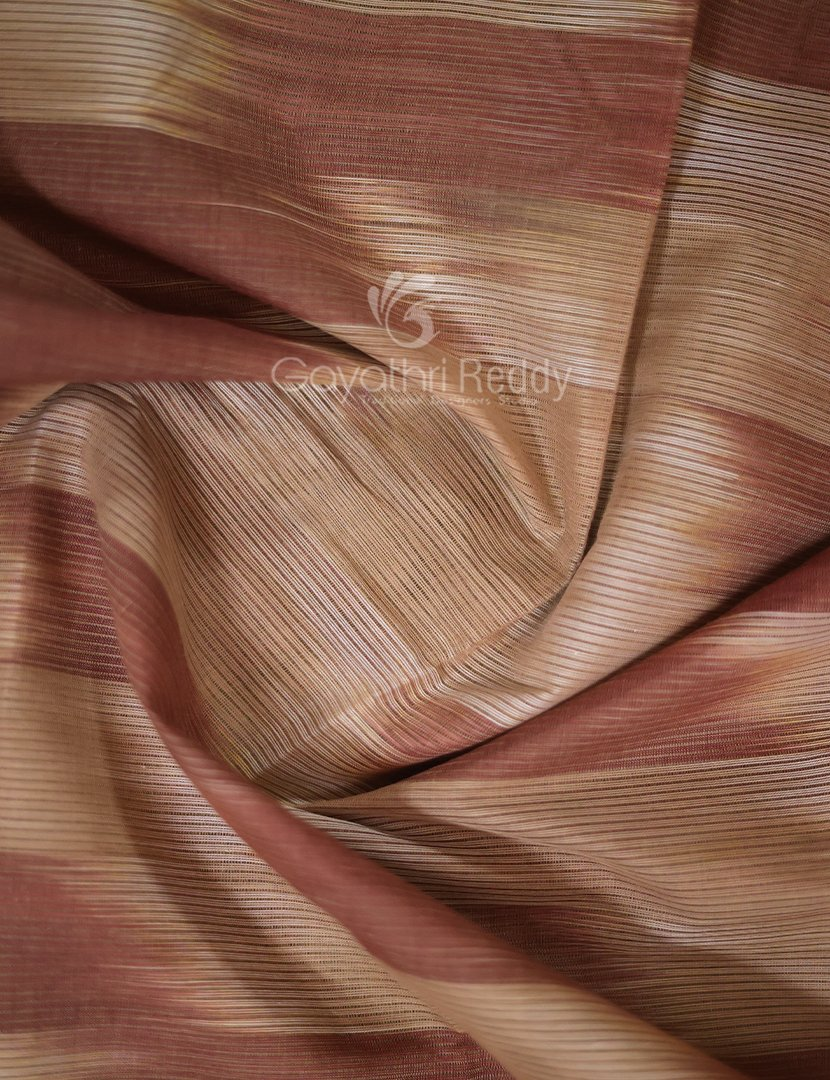 Dual Shades of Beige Mangalagiri Ikkat Cotton Saree By Gayathri Reddy Designer Studio | Swadesiicart