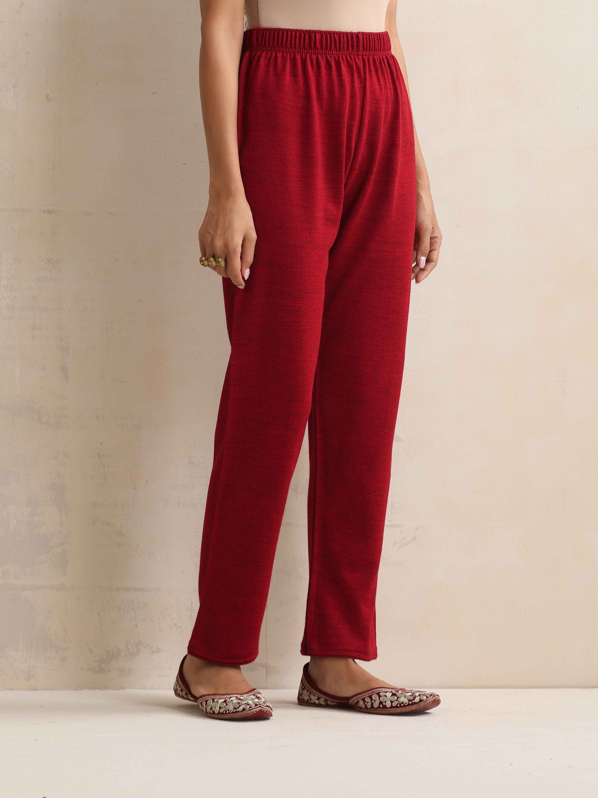 trueBrowns Maroon Kashmiri Woollen Jacket 3pc Set | Swadesiicart
