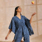 trueBrowns Indigo Dabu Floral Print Cotton Kaftan Co-Ord Set - Swadesiicart