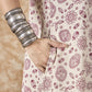 InWeave Dusty Mauve V Neck Aline Kurta Set - Swadesiicart