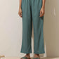 trueBrowns Green Cotton Linen Kurta Pant Set | Swadesiicart