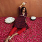 trueBrowns Purple Floral Print Anarkali Kurta Co-ord Set - Swadesiicart
