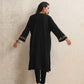 trueBrowns Black Kashmiri Floral Embroidered Woollen Phiran Kurta | Swadesiicart