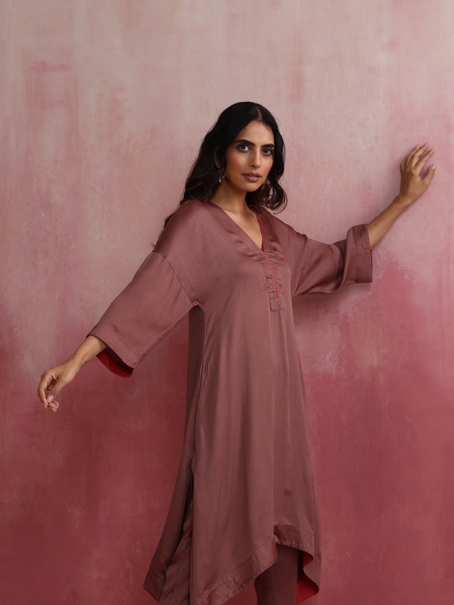 trueBrowns Brown Modal High low Kurta Set | Swadesiicart