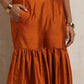 trueBrowns Orange Silk Sharara Dupatta Set | Swadesiicart