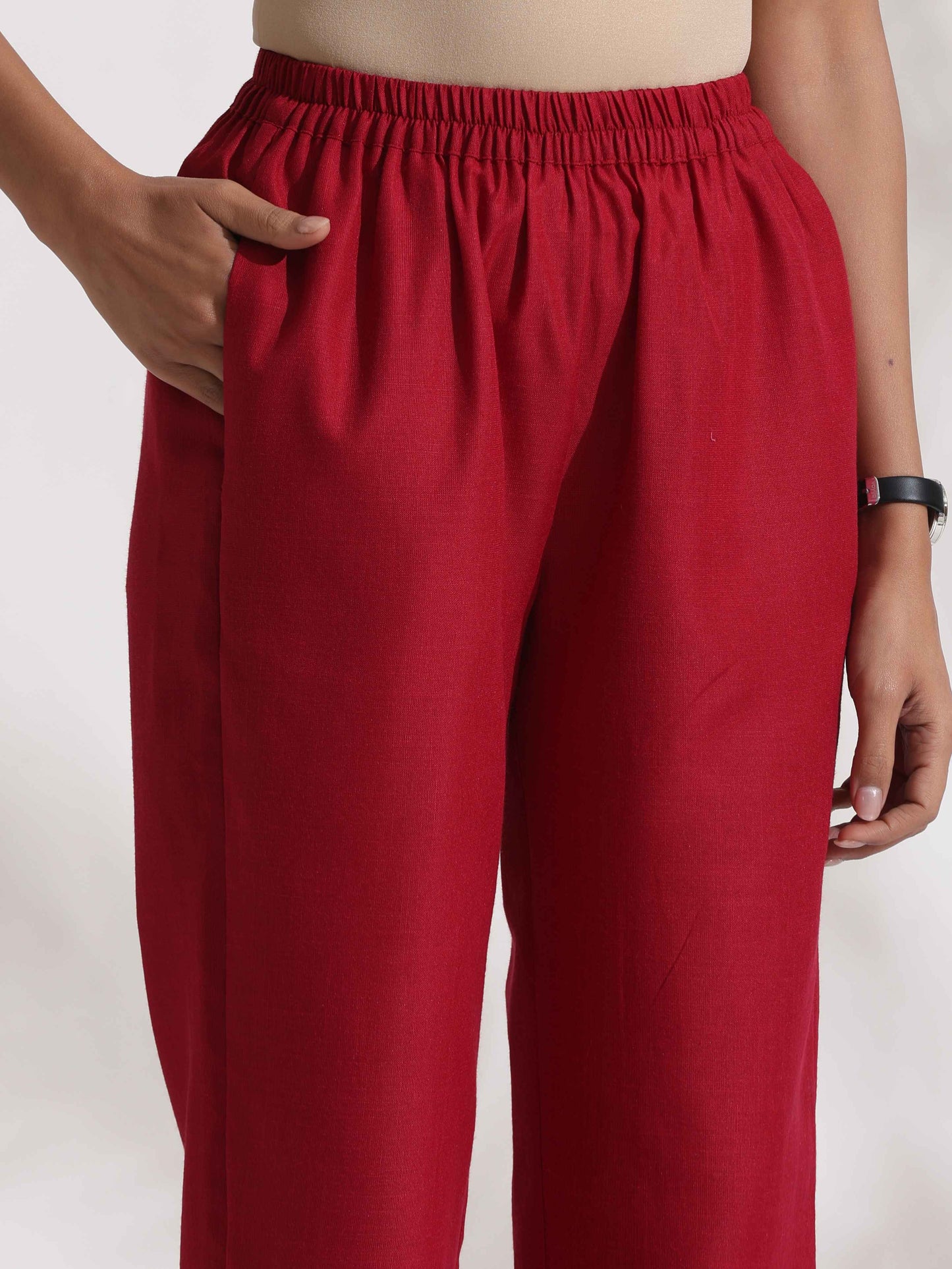trueBrowns Maroon Slub Co-ord Set - Swadesiicart