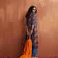 trueBrowns Black Ajrak Print A-line Kurta Set | Swadesiicart