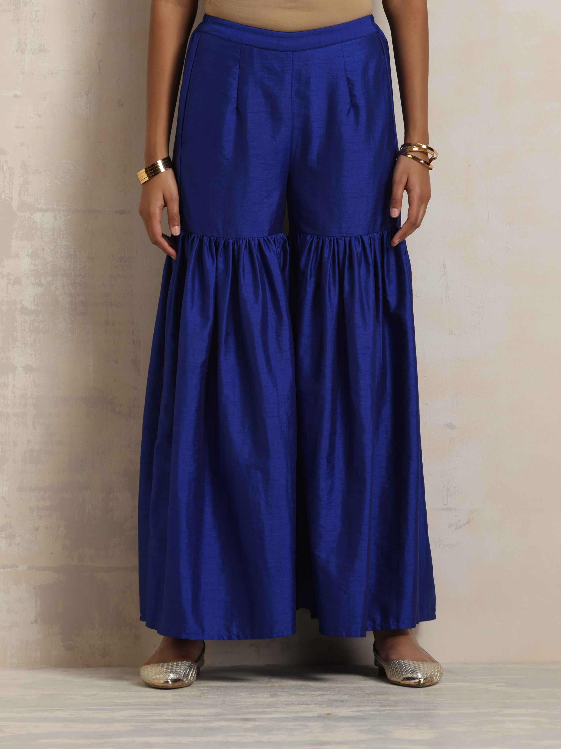 trueBrowns Electric Blue Sharara Dupatta Set | Swadesiicart