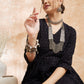 InWeave Women's Black Chikankari Long Anarkali Kurta Sharara Set - Swadesiicart
