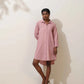 trueBrowns Pink Cotton Linen Dress | Swadesiicart