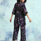 trueBrowns Black Printed Velvet Co-Ord Set - Swadesiicart