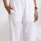 trueBrowns White Cotton Stripe Print Pleated Kurta Set | Swadesiicart