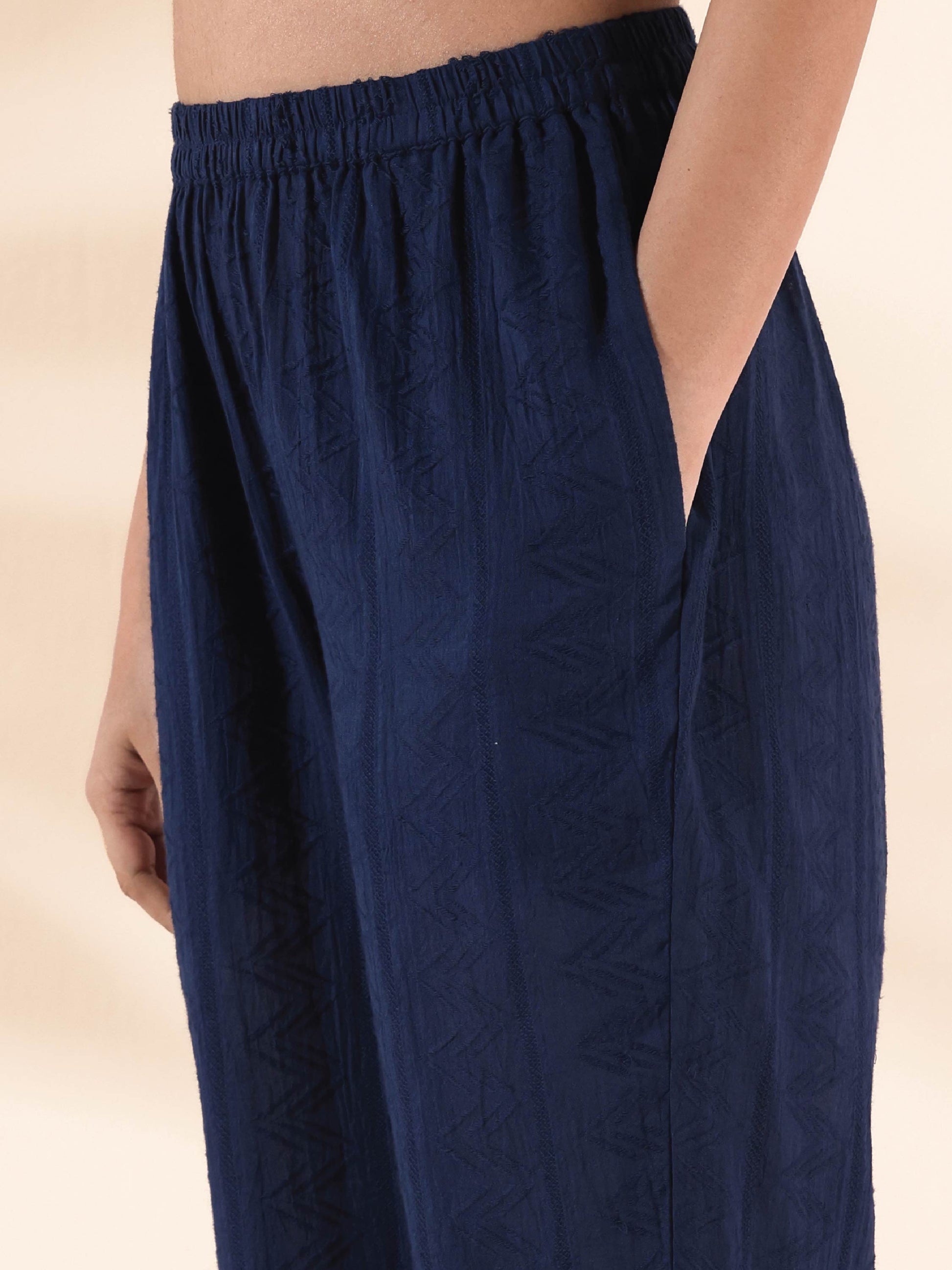 trueBrowns Carrot Cotton Dobby Flared Kurta Pant Set | Swadesiicart