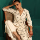 trueBrowns Ivory Rhombus Cotton Angrakha Kurta Pant Set | Swadesiicart