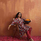 trueBrowns Maroon Print A-line Kurta Co-ord Set - Swadesiicart