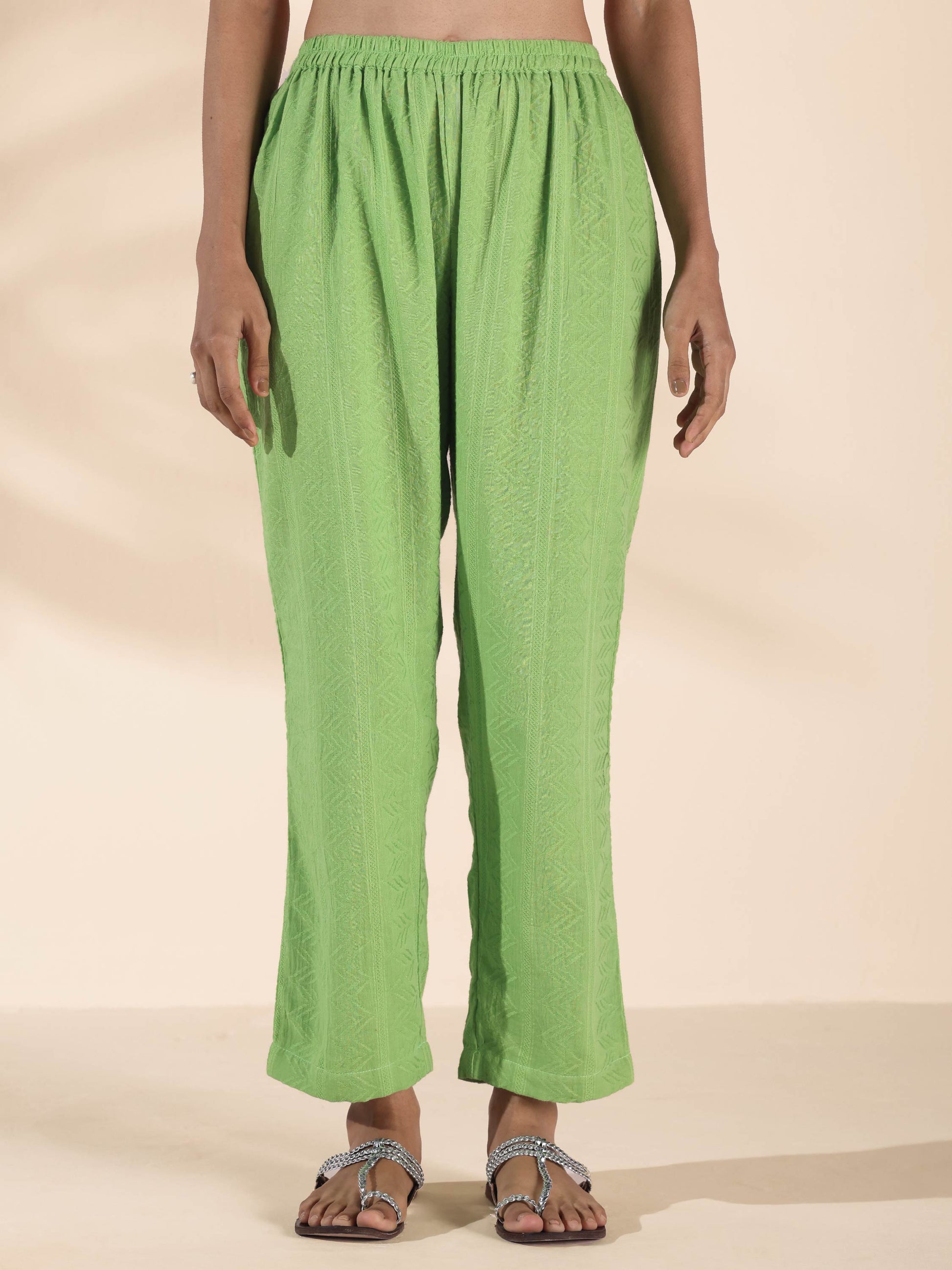 trueBrowns Green Cotton Dobby Short Co-ord Set - Swadesiicart