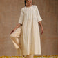trueBrowns Ivory Gold Cotton Neck Pleat Kurta Set | Swadesiicart