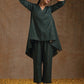 trueBrowns Dark Green Gold Cotton High-Low Co-Ord Set - Swadesiicart