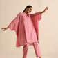 trueBrowns Light Pink Dobby Oversized Co-Ord Set - Swadesiicart