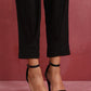 trueBrowns Black Viscose Slub Pleated Kurta Co-ord Set - Swadesiicart