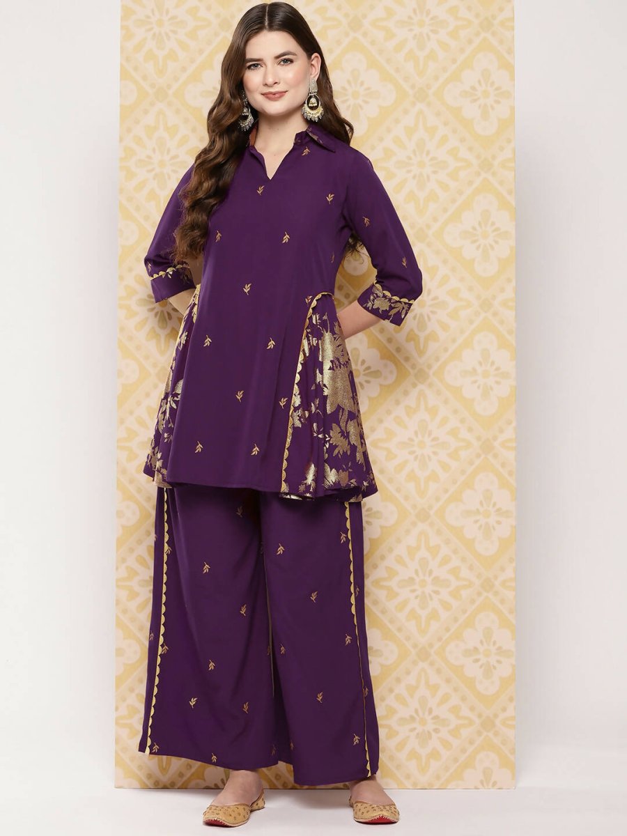 Ahalyaa Women's Traditional Wear Co-ods - Burgundy | Swadesiicart