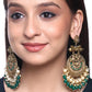 Yellow Chimes Gold-Polished & Green Circular Drop Earrings - Swadesiicart