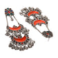 Shoshaa Silver-Plated Oxidised Multi Stones Drop Earrings | Swadesiicart