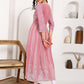 HERE&NOW Women Chikankari Embroidered Thread Work Georgette Anarkali Kurta | Swadesiicart