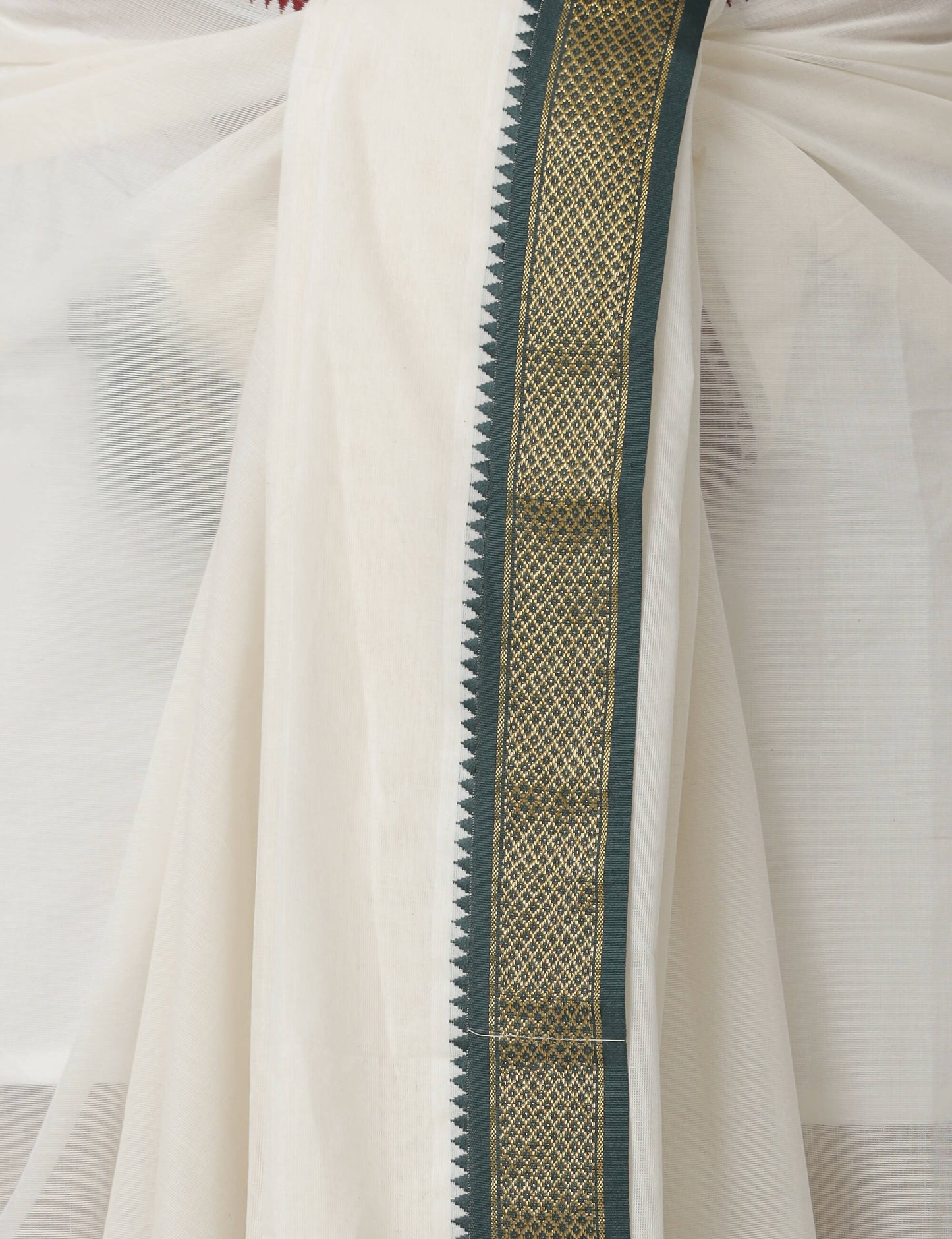 Indian Clothing Ramraj Cotton Mens Pure Cotton 5 Khan Jari 9 + 5 Kora Panchakacham Dhoti With Angavastram Set | Swadesiicart