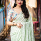 Green Poly Crepe Ethnic Motifs Saree with Unstitched Blouse - Hiral Fashion | Swadesiicart
