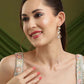Women's Long Kundan Earrings - Ruby Raang | Swadesiicart