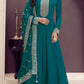 Anaita Dark Green Embroidered Silk Stitched Anarkali suit