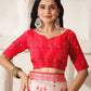 Shree Shyam Fashion Linen Cotton Red & White Saree