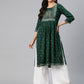 Kalini Ethnic Motifs Printed High Slit Mirror Work Kurta - Swadesiicart