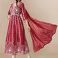 HERE&NOW Maroon & White Ethnic Motifs Embroidered Chikankari Kurta & Dupatta | Swadesiicart