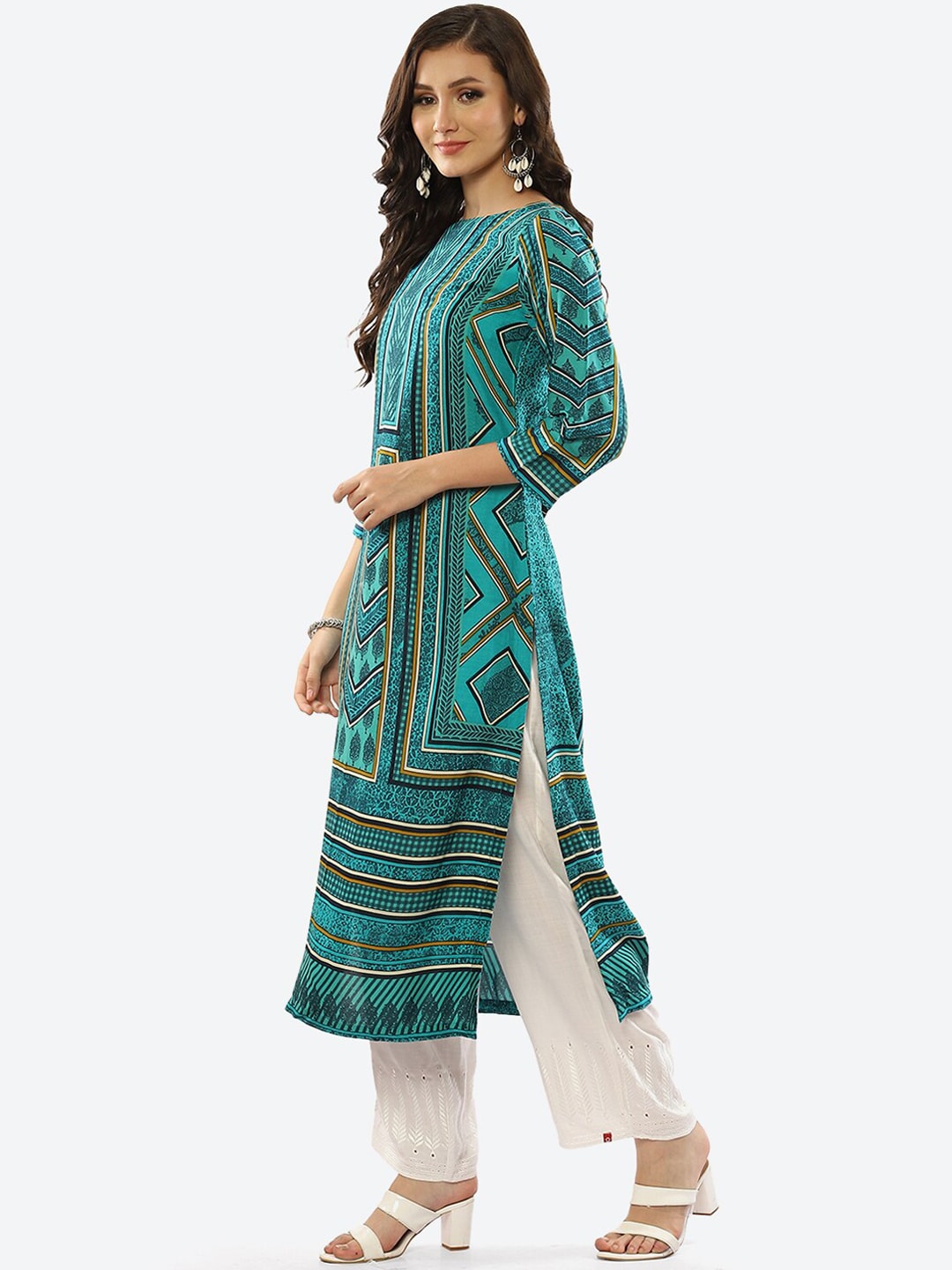 Biba Women Geometric Printed Kurta - Swadesiicart