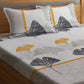Home Sizzler Grey & Yellow Floral 210 TC Queen Bedsheet with 2 Pillow Covers - Swadesiicart