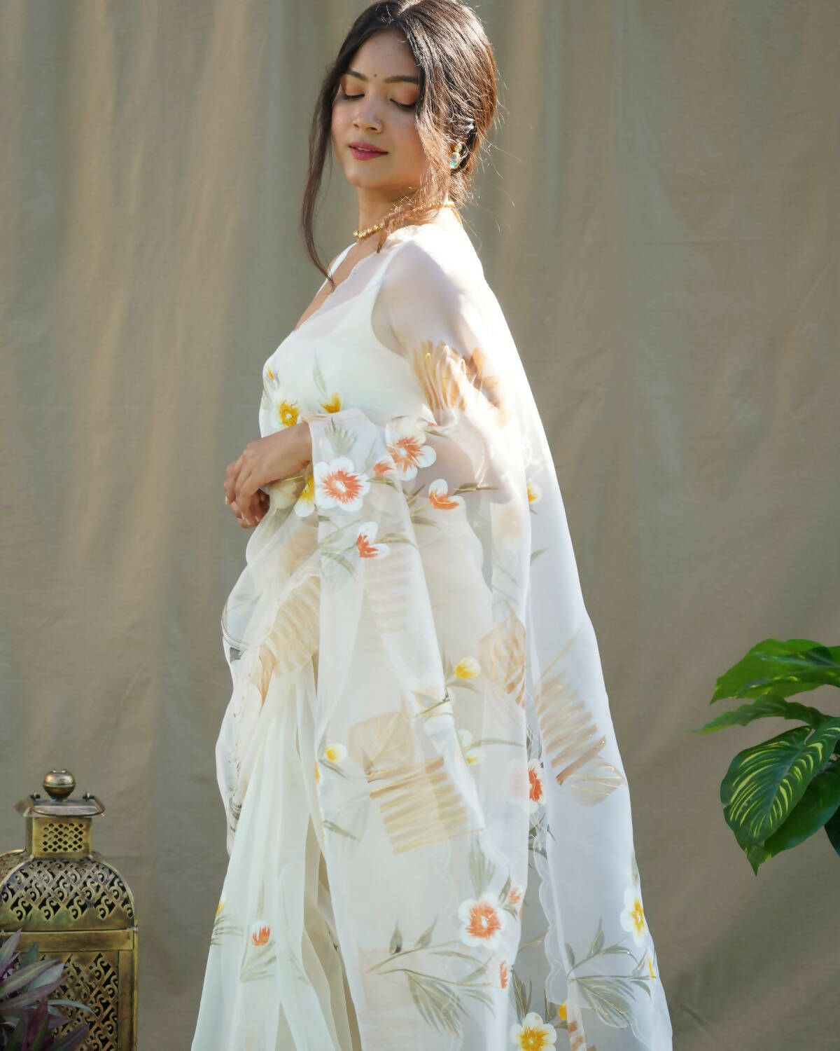 Vamsee Yellow Organza Saree - Swadesiicart