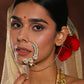 Gold-Polished White Kundan Studded Pearl Beaded Nose Pin - Ruby Raang | Swadesiicart