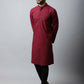 Even Apparels Maroon Color Linen Pure Cotton Men's Kurta With Side Placket (SLD1182) | Swadesiicart