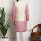 Sojanya Men Pink Ethnic Motifs Kurta with Pyjamas & Nehru Jacket | Swadesiicart