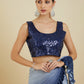 Soch Blue Sequinned Poly Crepe Ready to Wear Saree | Swadesiicart