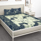 Story@home Blue & Off White Conversational King Bedsheet with 2 Pillow Covers - Swadesiicart