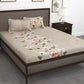 Story@home Beige & Red Floral Flat 240 TC 1 Double Bedsheet with 2 Pillow Covers - Swadesiicart